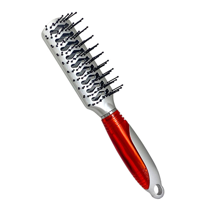 CEPILLO KIQUE PARA CABELLO 293 MANGO PLATA/ROJO MOD: KQ - 0048