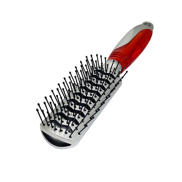 CEPILLO KIQUE PARA CABELLO 293 MANGO PLATA/ROJO MOD: KQ - 0048