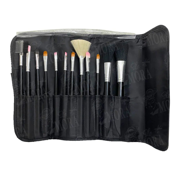ESTUCHE KIQUE BROCHAS PARA MAQUILLAJE CON 12 PZS OM-0017 Perfumería la Mora