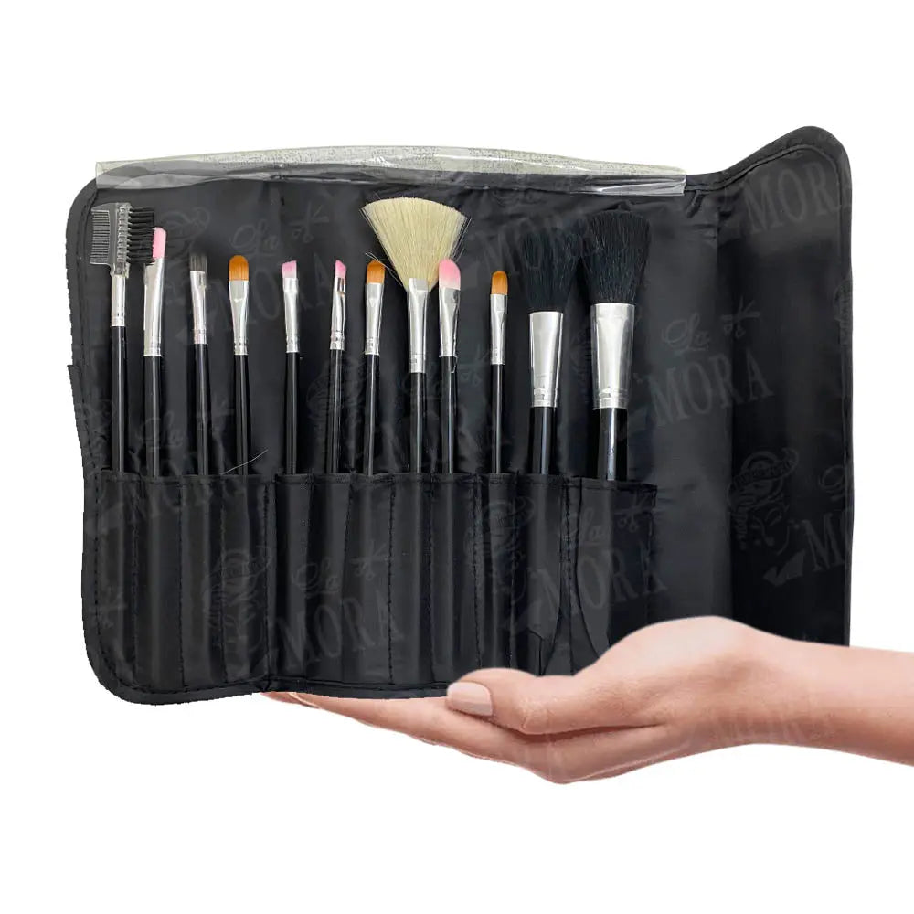 ESTUCHE KIQUE BROCHAS PARA MAQUILLAJE CON 12 PZS OM-0017 Perfumería la Mora