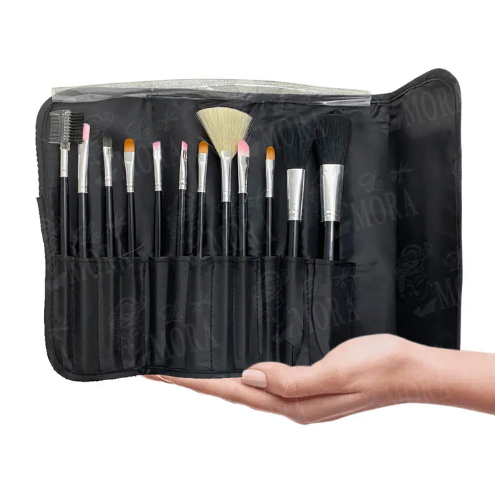 ESTUCHE KIQUE BROCHAS PARA MAQUILLAJE CON 12 PZS OM-0017 Perfumería la Mora