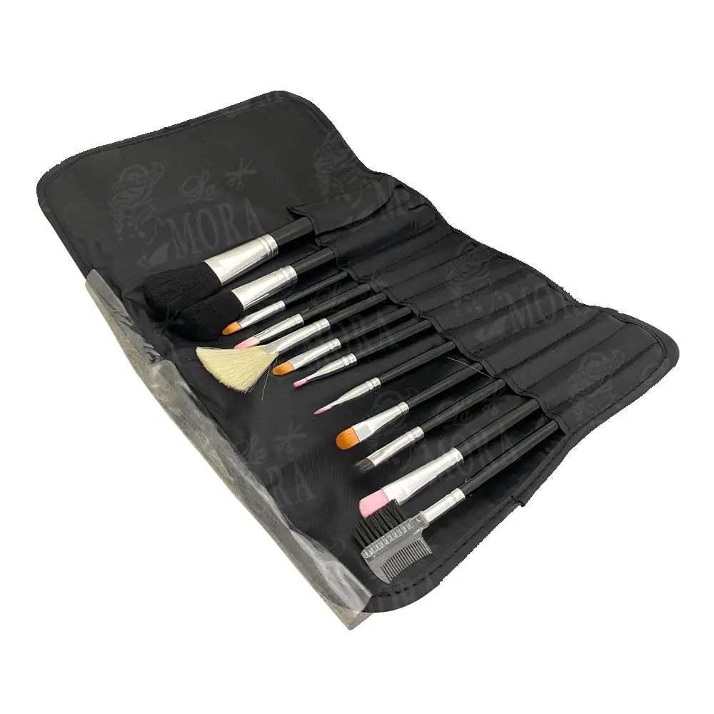 ESTUCHE KIQUE BROCHAS PARA MAQUILLAJE CON 12 PZS OM-0017 Perfumería la Mora