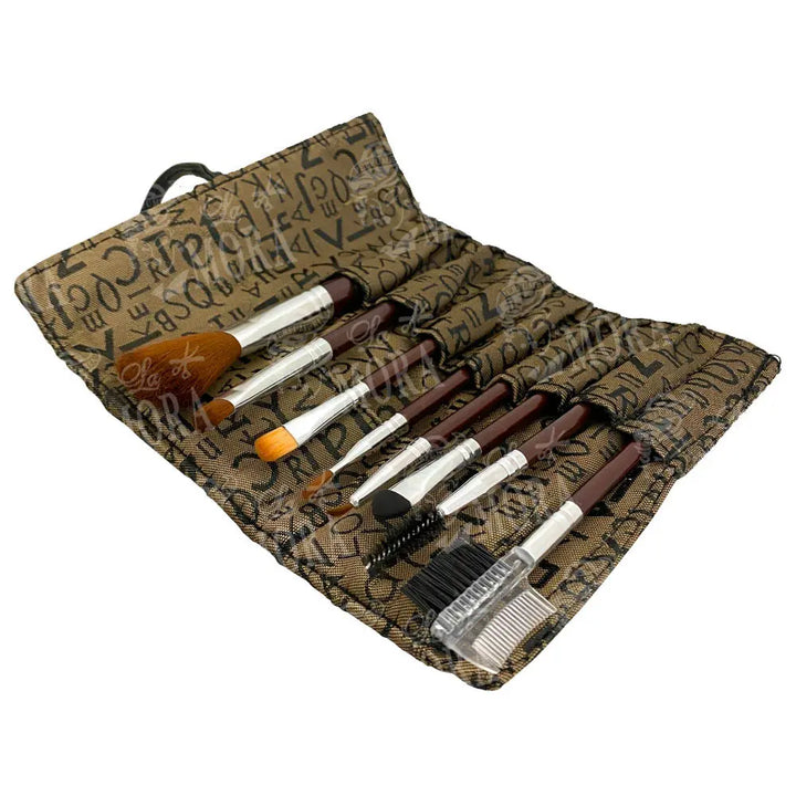 ESTUCHE KIQUE BROCHAS PARA MAQUILLAJE CON 8 PZS MOD: OM-0018 Perfumería la Mora