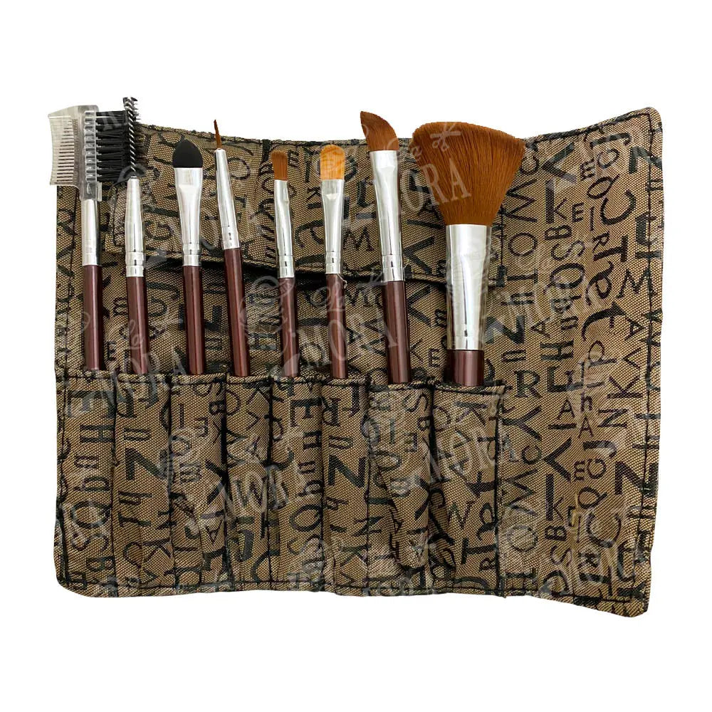 ESTUCHE KIQUE BROCHAS PARA MAQUILLAJE CON 8 PZS MOD: OM-0018 Perfumería la Mora