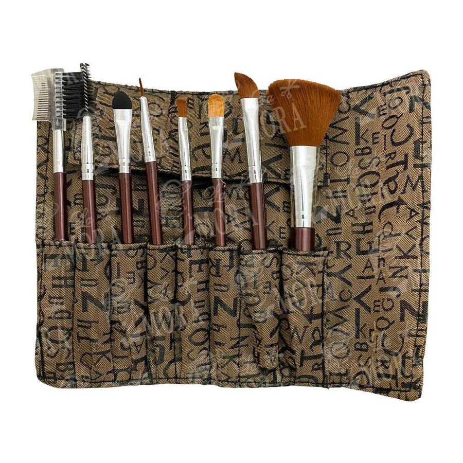 ESTUCHE KIQUE BROCHAS PARA MAQUILLAJE CON 8 PZS MOD: OM-0018 Perfumería la Mora