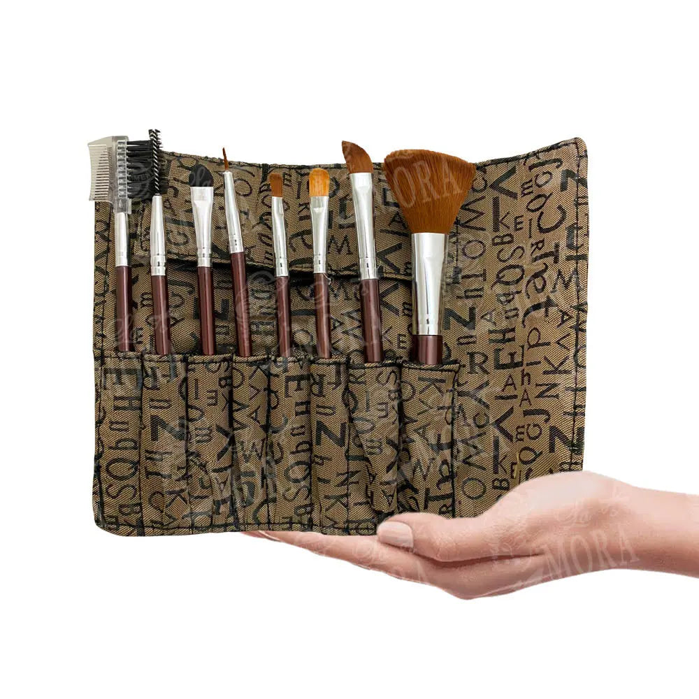 ESTUCHE KIQUE BROCHAS PARA MAQUILLAJE CON 8 PZS MOD: OM-0018 Perfumería la Mora