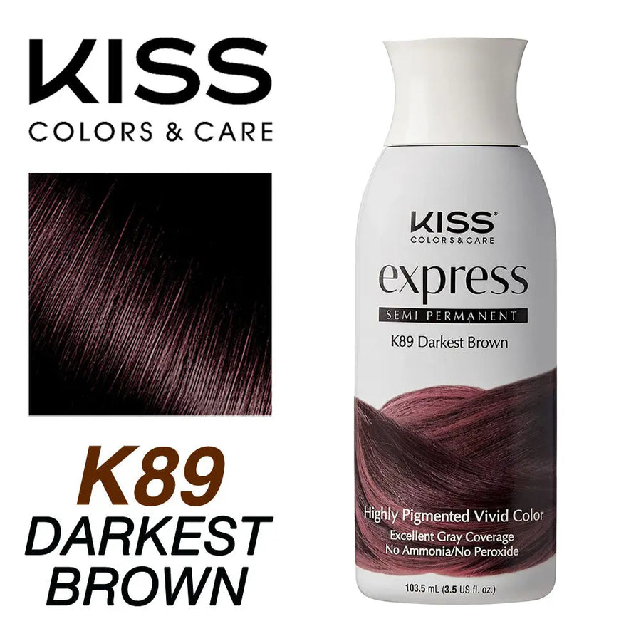 KISS EXPRESS TINTE K89 DARKEST BROWN 103.5 ML 3.5 OZ Perfumería la Mora