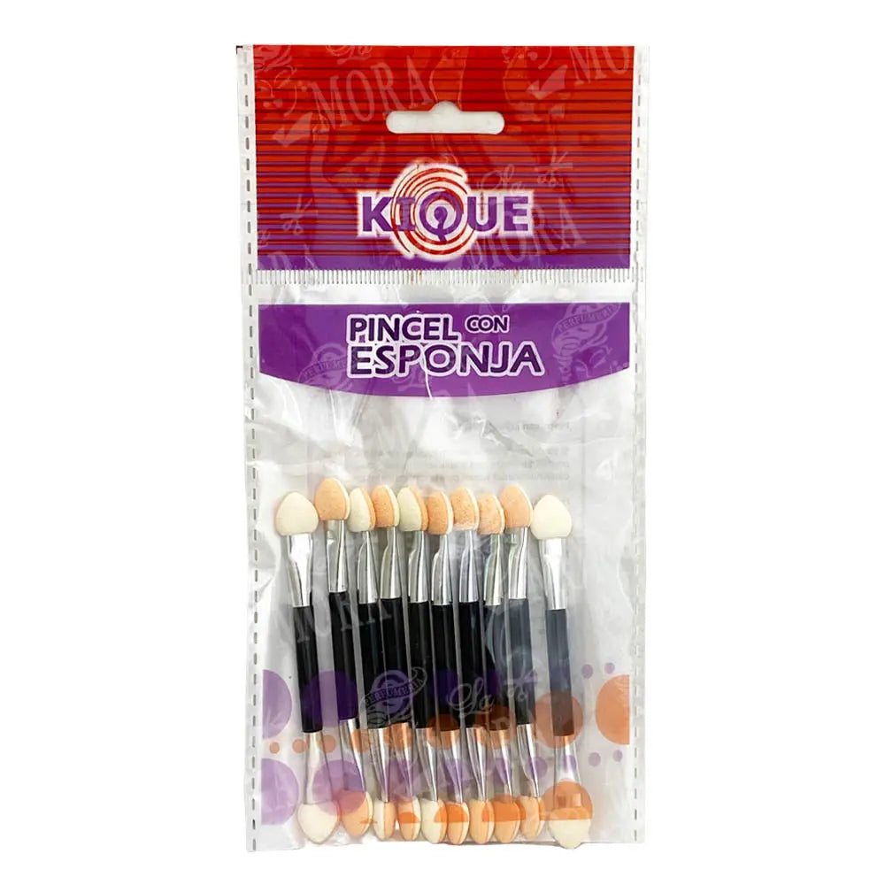 PINCEL PARA SOMBRA DOBLE ESPONJA KIQUE 10 PZS MOD OM-0008 Perfumería la Mora