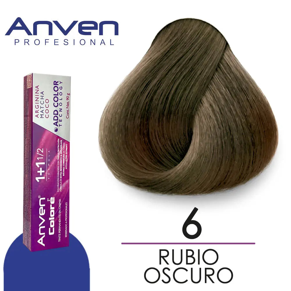 TINTE PARA CABELLO ANVEN A6 RUBIO OSCURO 90GR Perfumería la Mora