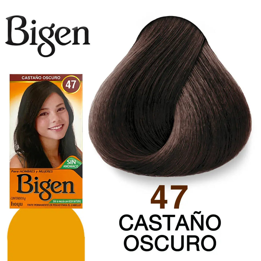 TINTE PARA CABELLO BIGEN 47 CASTAÑO OSCURO 6 GR Perfumería la Mora