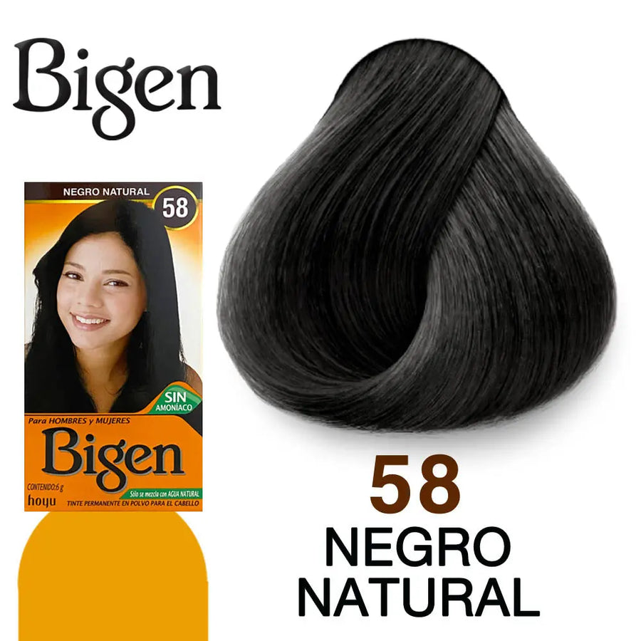TINTE PARA CABELLO BIGEN 58 NEGRO NATURAL 6 GR Perfumería la Mora