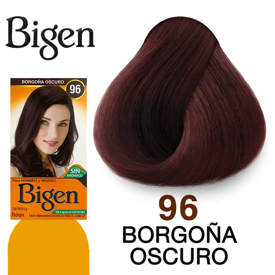 TINTE PARA CABELLO BIGEN 96 BORGOÑA OSCURO 6 GR Perfumería la Mora