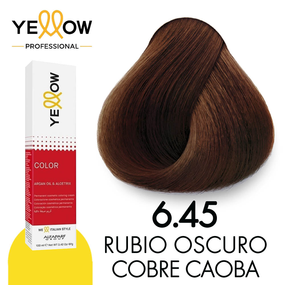 TINTE YELLOW 6.45 RUBIO OSCURO COBRE CAOBA 100 ML