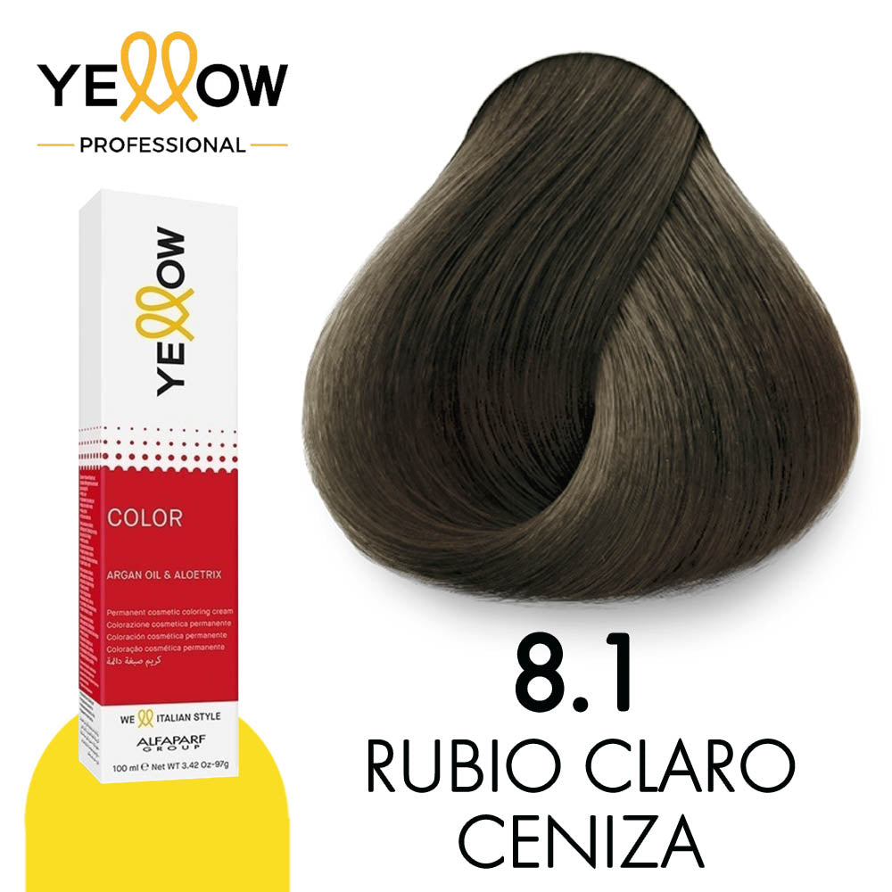 TINTE YELLOW 8.1 RUBIO CLARO CENIZA 100 ML