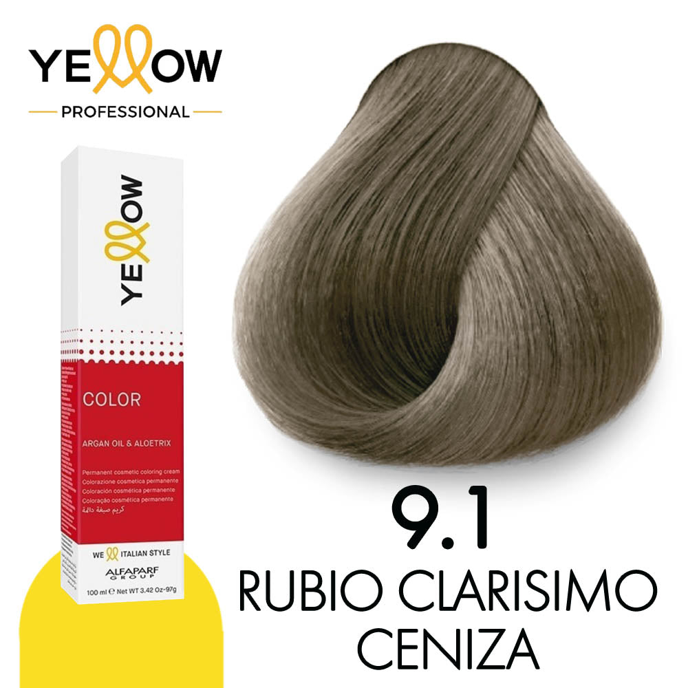 TINTE YELLOW 9.1 RUBIO CLARISIMO CENIZA 100 ML NUEVO
