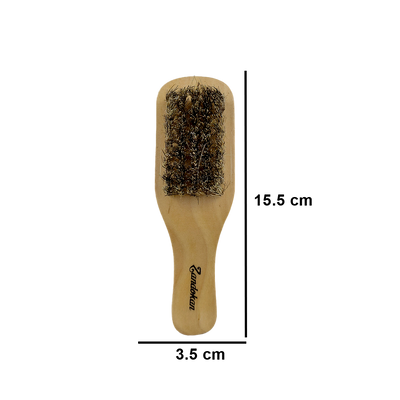 Zandokan Cepillo Mini Doble para Barbería, 15.5 x 3.5 cm, Mango de Madera  ZK-0066