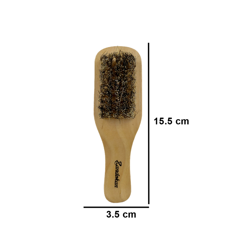 Zandokan Cepillo Mini Doble para Barbería, 15.5 x 3.5 cm, Mango de Madera  ZK-0066