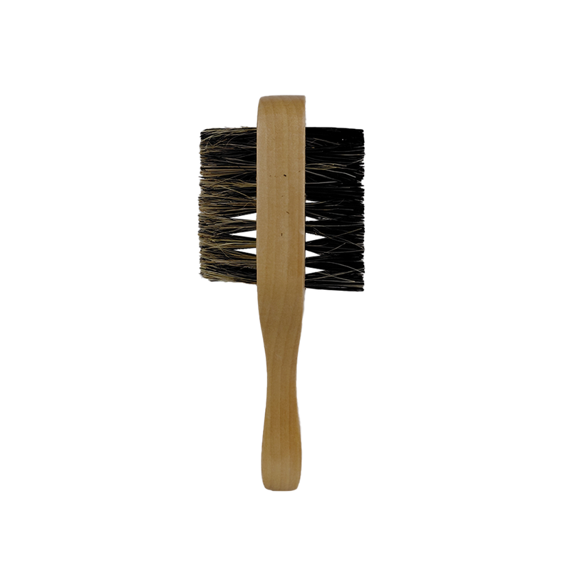 Zandokan Cepillo Mini Doble para Barbería, 15.5 x 3.5 cm, Mango de Madera  ZK-0066