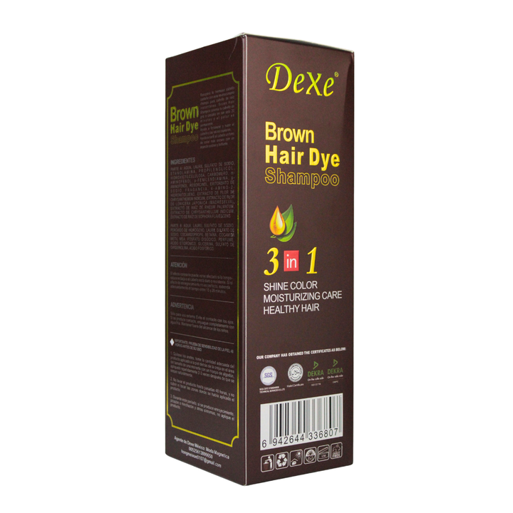 Dexe Shampoo Tinte  Cubre Canas Instantáneo Color Castaño 400 Ml