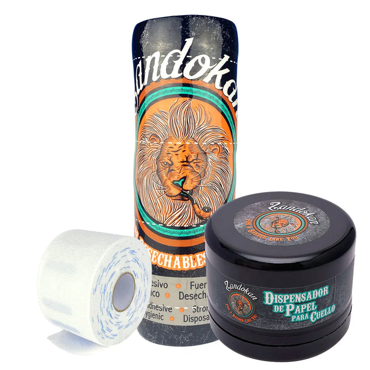 Dispensador + 500 Tiras Papel Cuello Barbería Zandokan Perfumería la Mora