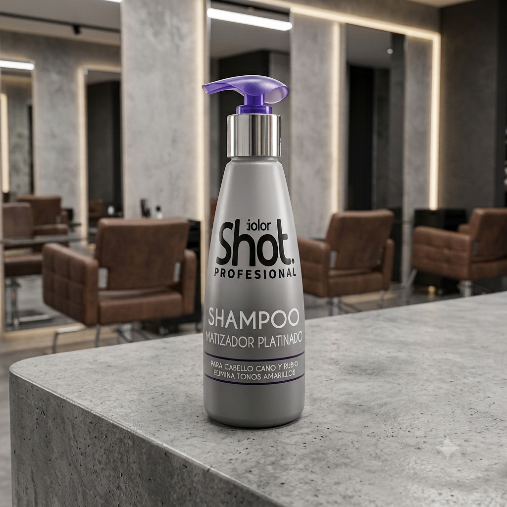 Kolor Shot Shampoo Platino de 300 Ml para Neutralizar el Visto Amarillo y Platinar Canas Luces Rayos y Mechas