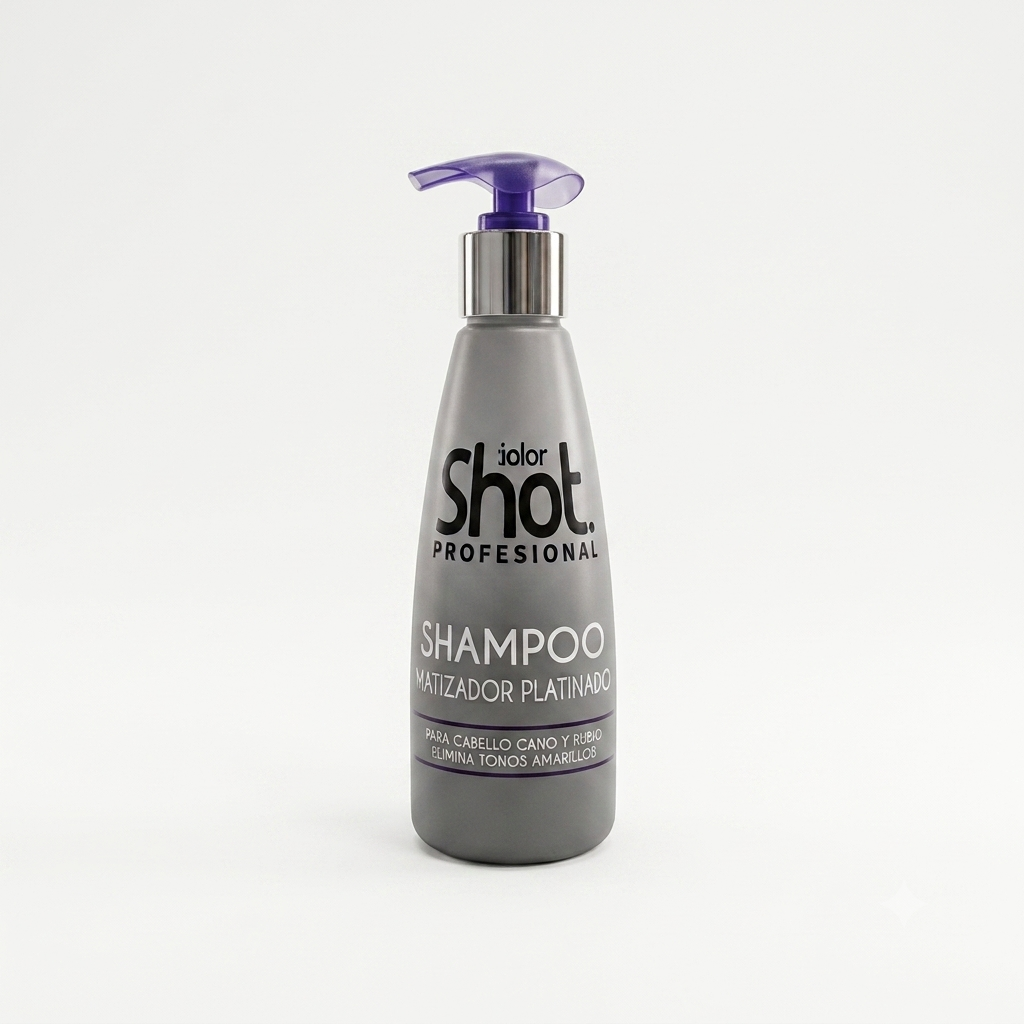 Kolor Shot Shampoo Platino de 300 Ml para Neutralizar el Visto Amarillo y Platinar Canas Luces Rayos y Mechas