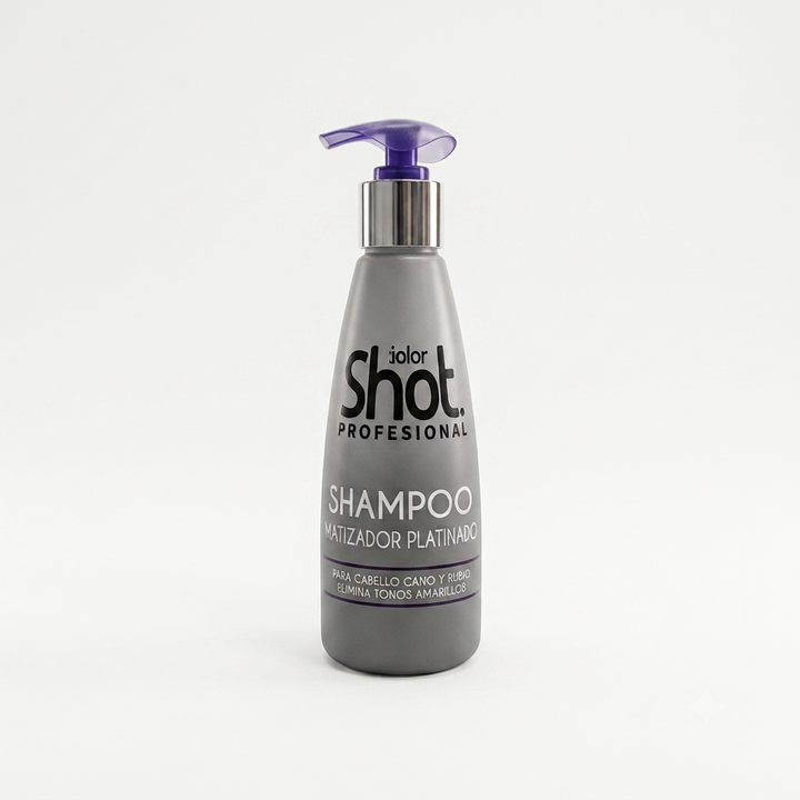 Kolor Shot Shampoo Platino de 300 Ml para Neutralizar el Visto Amarillo y Platinar Canas Luces Rayos y Mechas