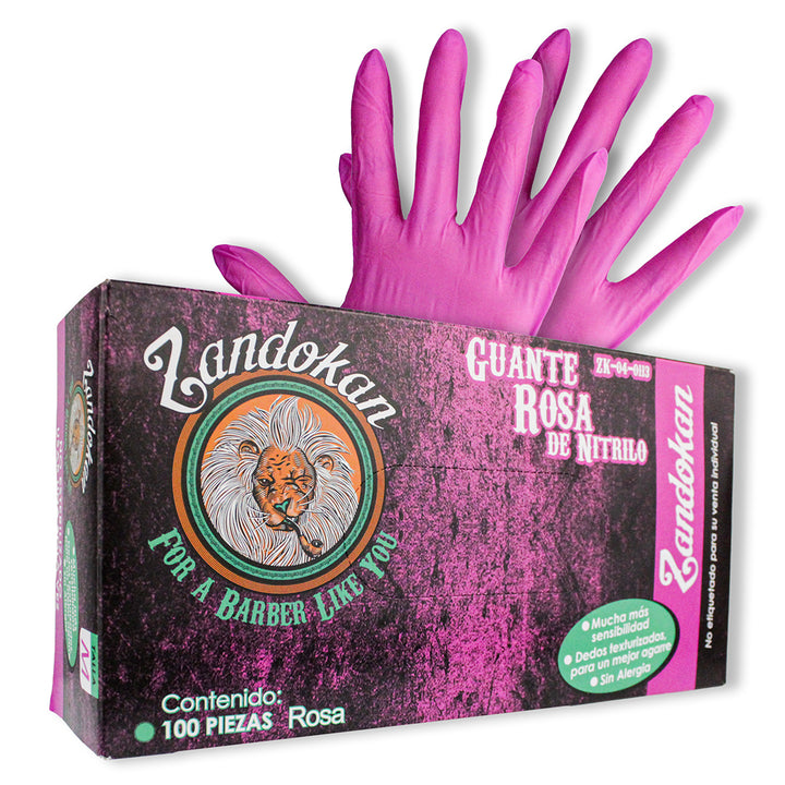 Zandokan Guantes de Nitrilo Rosa – 50 Pares Uso Profesional