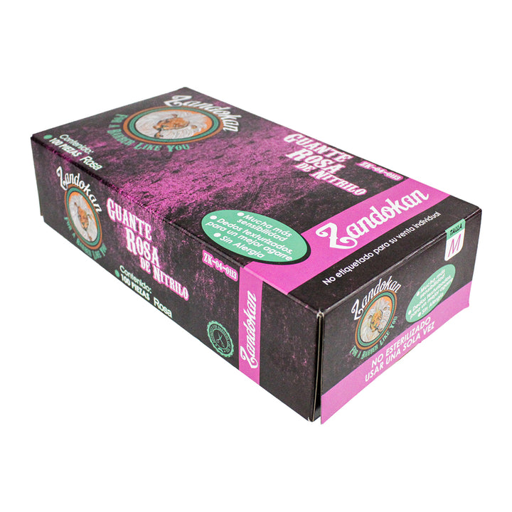 Zandokan Guantes de Nitrilo Rosa – 50 Pares Uso Profesional