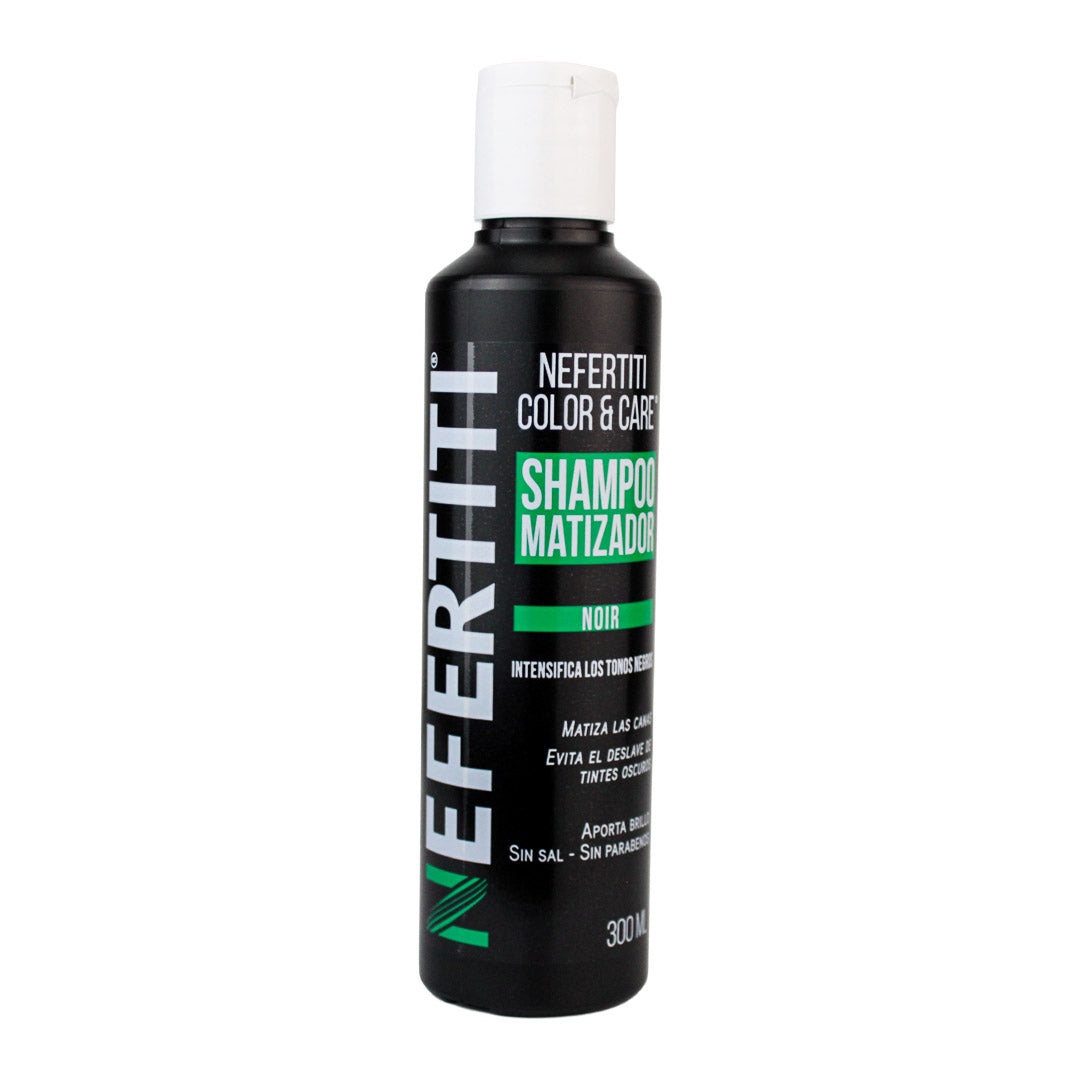 Kit Nefertiti Color & Care Noir - Shampoo y Tratamiento Matizador para Cabello Negro y Canas (300 ml c/u)