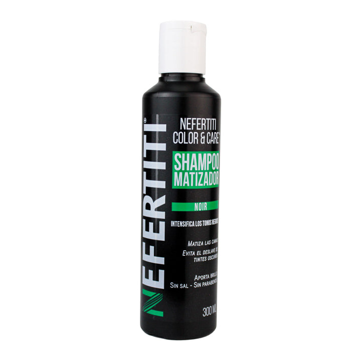 Kit Nefertiti Color & Care Noir - Shampoo y Tratamiento Matizador para Cabello Negro y Canas (300 ml c/u)