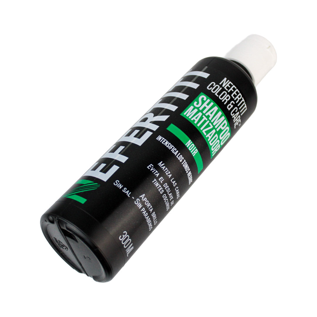 Kit Nefertiti Color & Care Noir - Shampoo y Tratamiento Matizador para Cabello Negro y Canas (300 ml c/u)