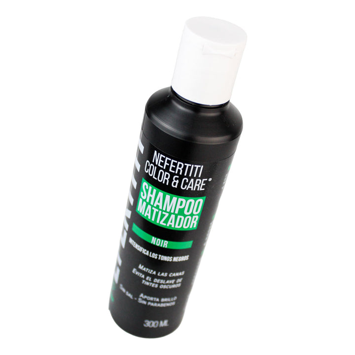 Kit Nefertiti Color & Care Noir - Shampoo y Tratamiento Matizador para Cabello Negro y Canas (300 ml c/u)