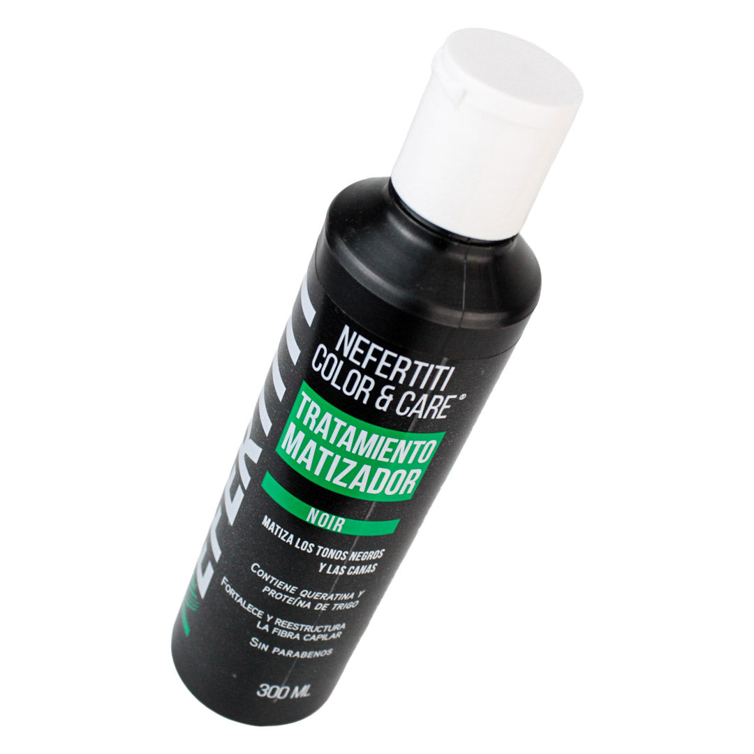 Kit Nefertiti Color & Care Noir - Shampoo y Tratamiento Matizador para Cabello Negro y Canas (300 ml c/u)