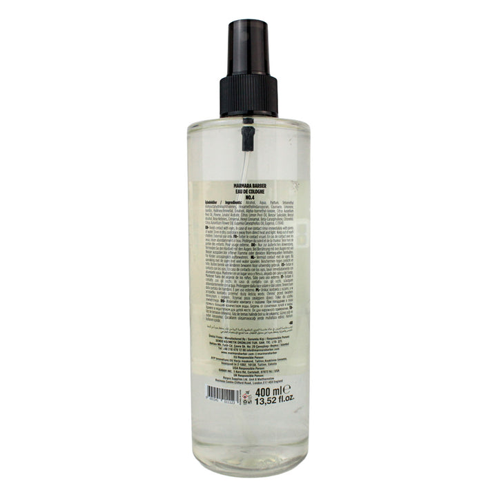 Colonia Post-Afeitado Marmara Barber Nº4 Transparente – Fragancia Masculina Superior en Spray 400 Ml