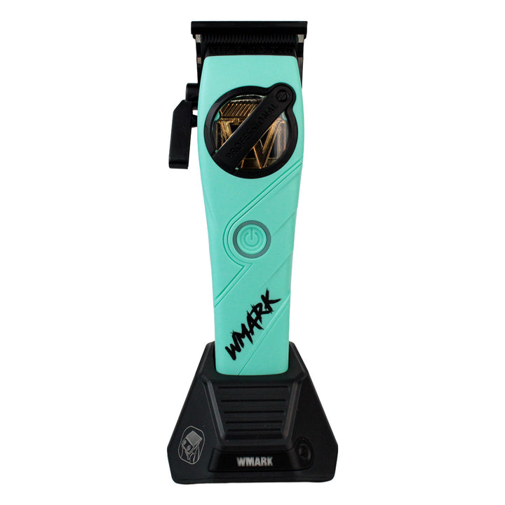 Kit de Barbería Profesional WMARK 3 en 1 (NG-1613KIT) - Clipper, Trimmer y Shaver Recargables (Azul/Verde Menta)