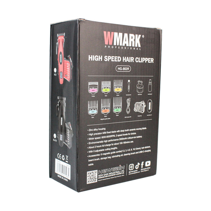Cortadora de Cabello Profesional WMARK High Speed Mini Clipper 9,000 RPM (NG-8039) - Motor de Alta Velocidad