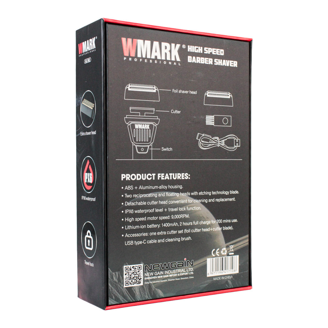 Afeitadora Profesional Wmark Dark Warrior High Speed Barber Shaver de 9,000 RPM (NG-7982) - Resistente al Agua IPX6