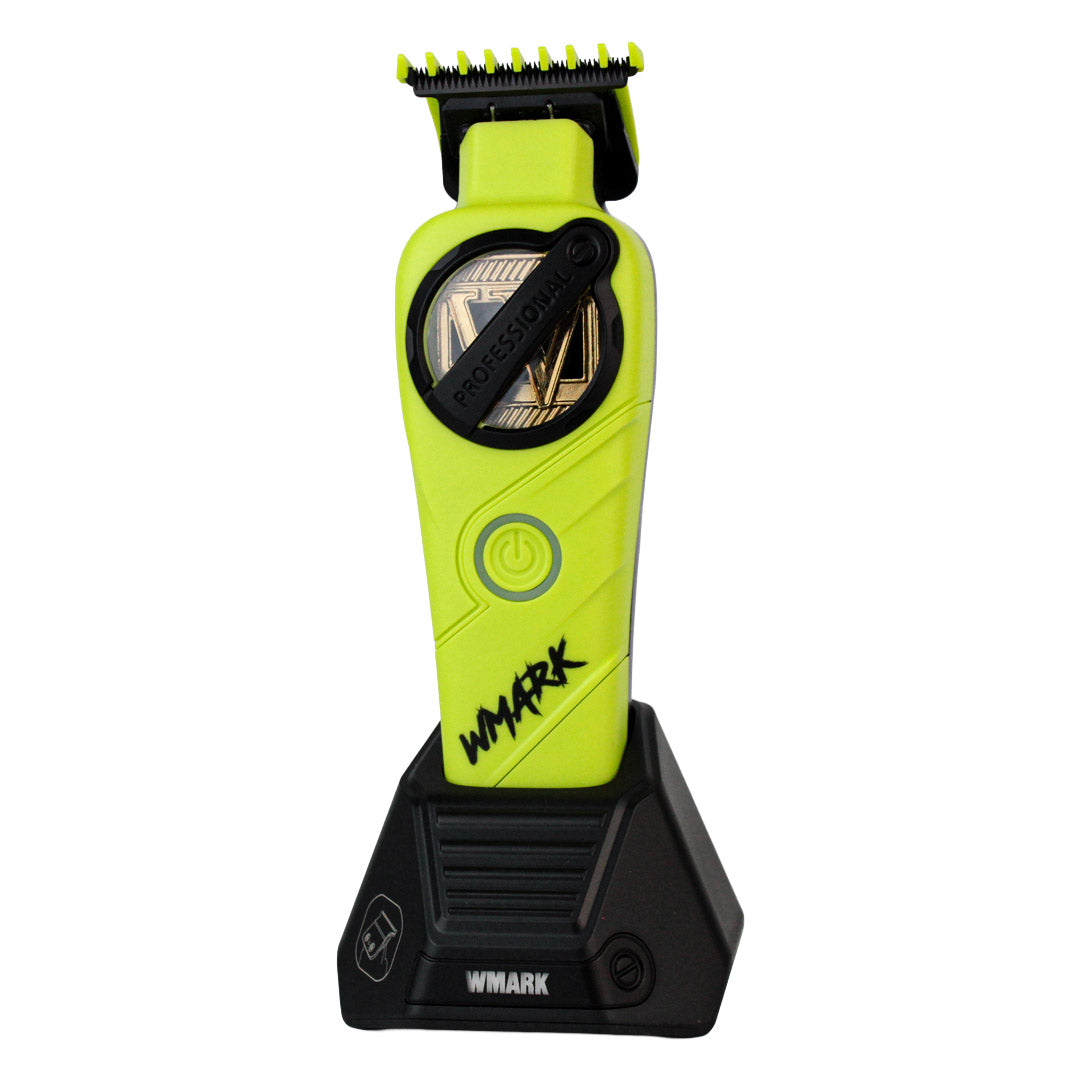 Kit de Corte Profesional WMARK Professional Haircut Kit (NG-8613KIT) - Clipper y Trimmer Recargables con Bases de Carga (Verde)