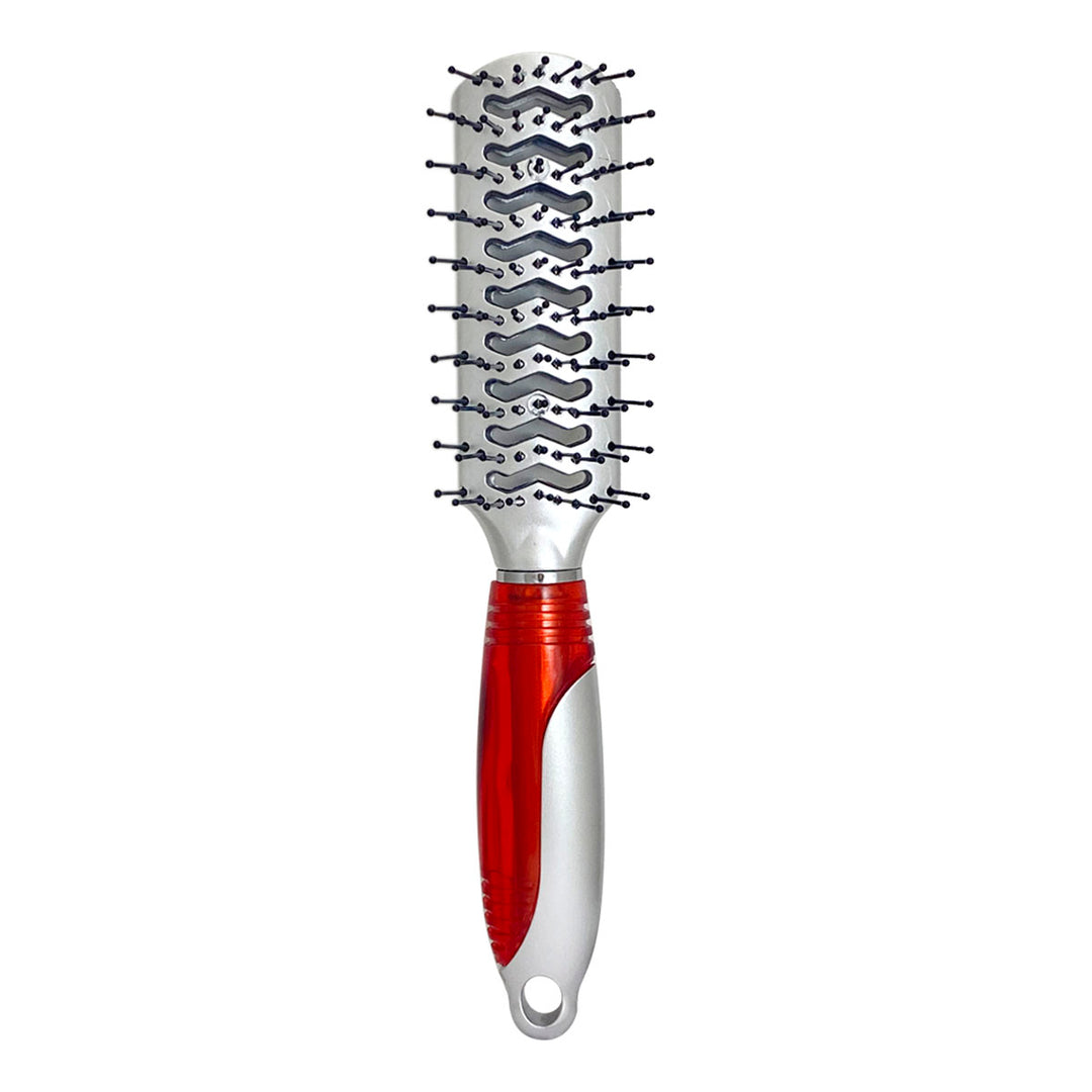 CEPILLO KIQUE PARA CABELLO 293 MANGO PLATA/ROJO MOD: KQ - 0048