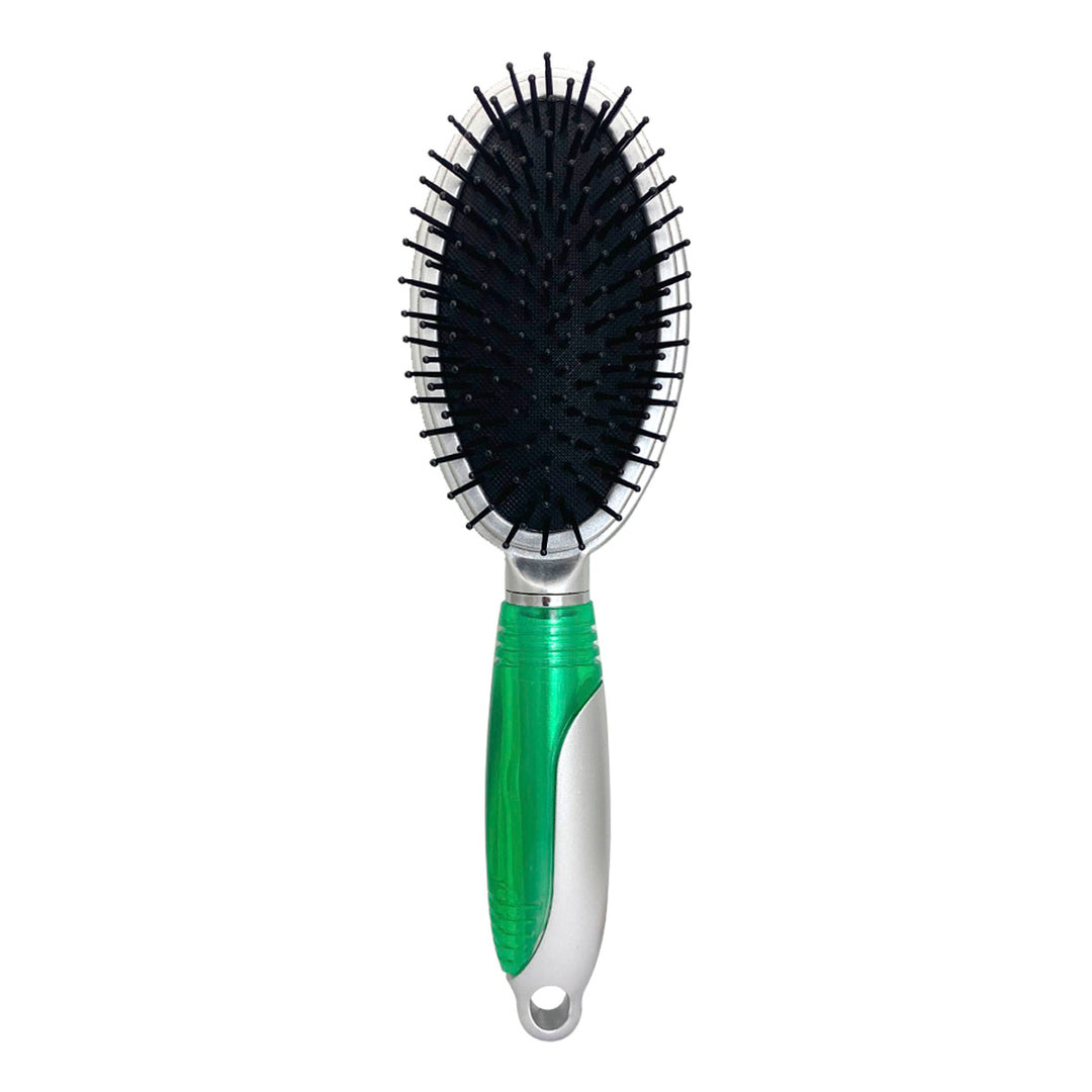 CEPILLO KIQUE PARA CABELLO 293 MANGO PLATA/VERDE MOD: KQ - 0046