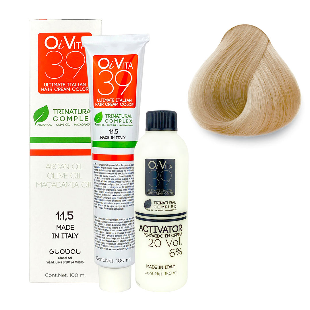 TINTE PROFESIONAL OI VITA  TONO O10 RUBIO PLATINO 100ML + PEROXIDO 150ML GRATIS