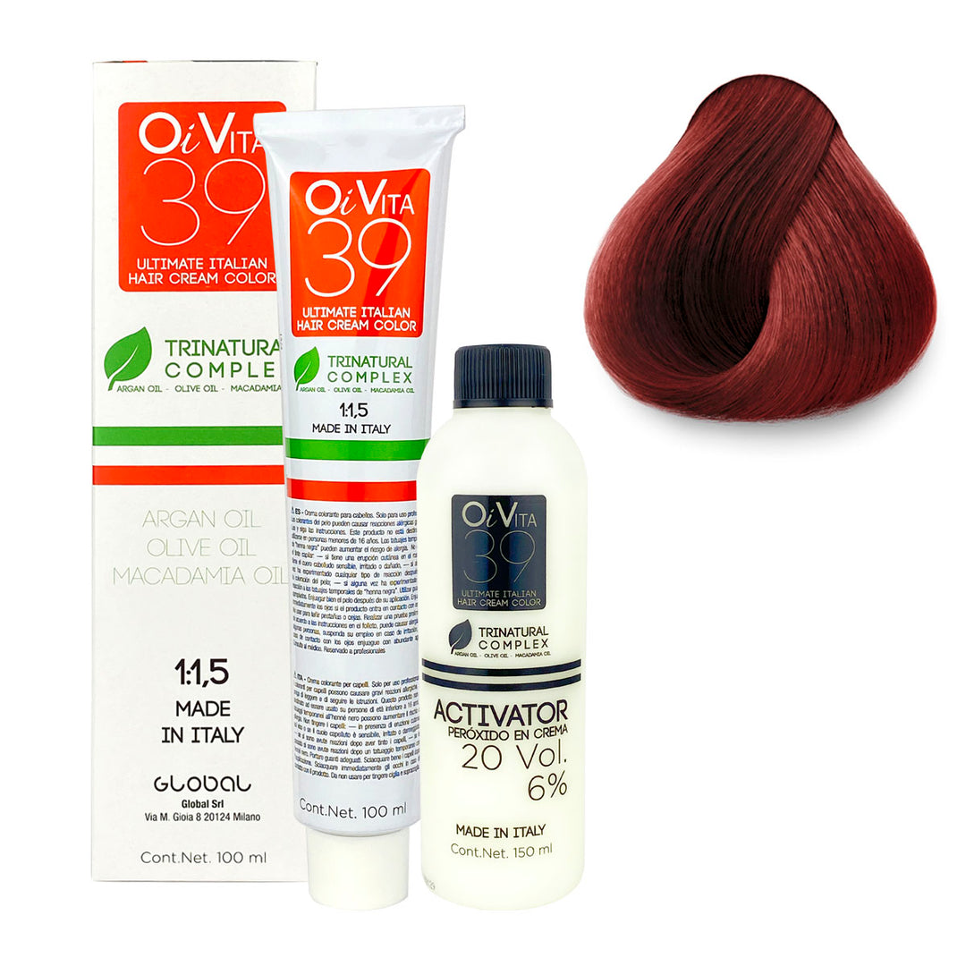 TINTE PROFESIONAL OI VITA  TONO  O6.66 RUBIO OSCURO ROJIZO PROFUNDO 100ML + PEROXIDO DE 150 ML GRATIS