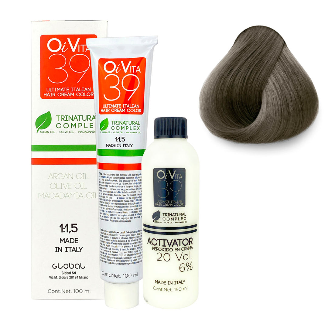 TINTE PROFESIONAL OI VITA  TONO O7.11 RUBIO CENIZA INTENSO 100ML + PEROXIDO DE 150ML GRATIS