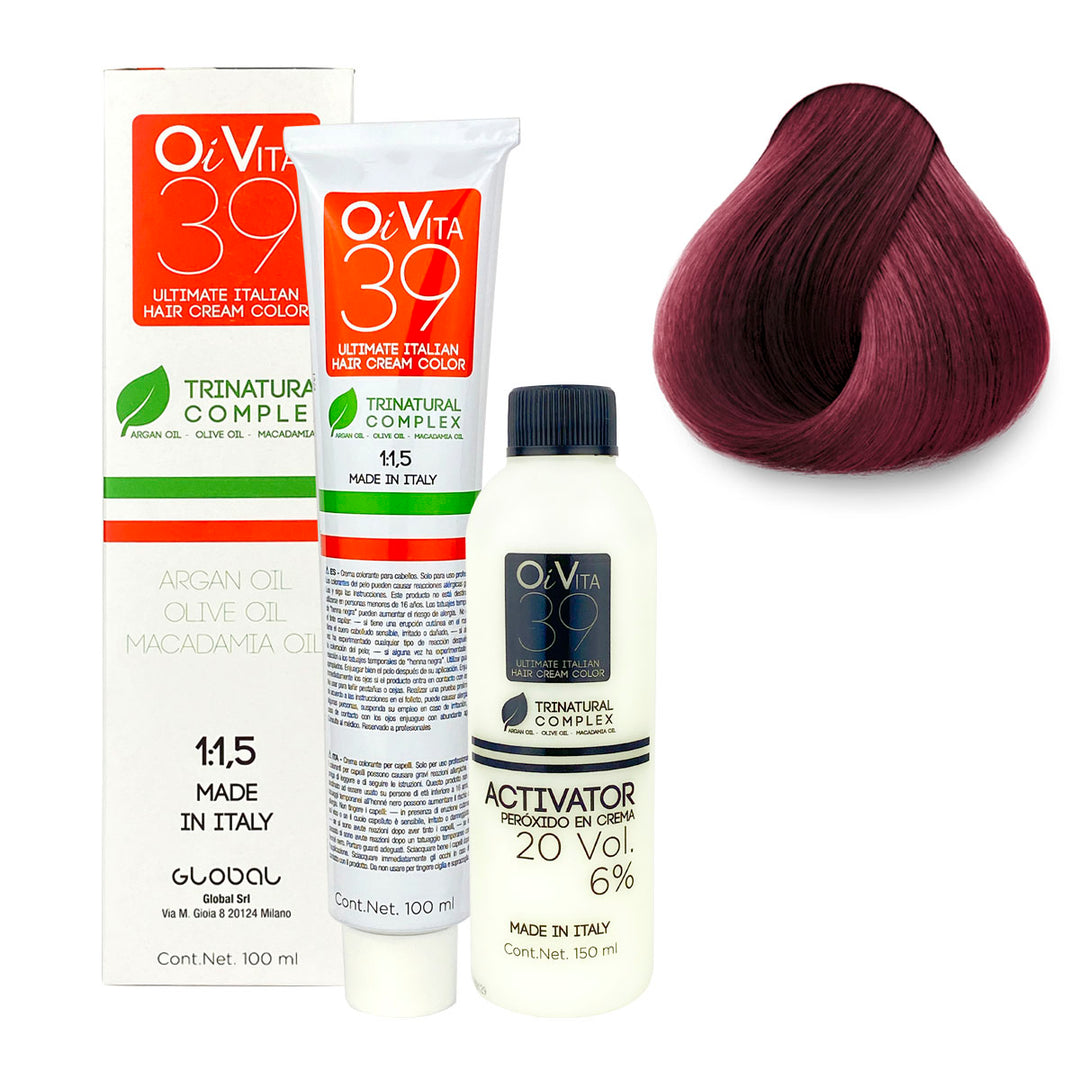 TINTE PROFESIONAL OI VITA  TONO O7.62 RUBIO ROJIZO BEIGE 100ML + PEROXIDO 150ML GRATIS