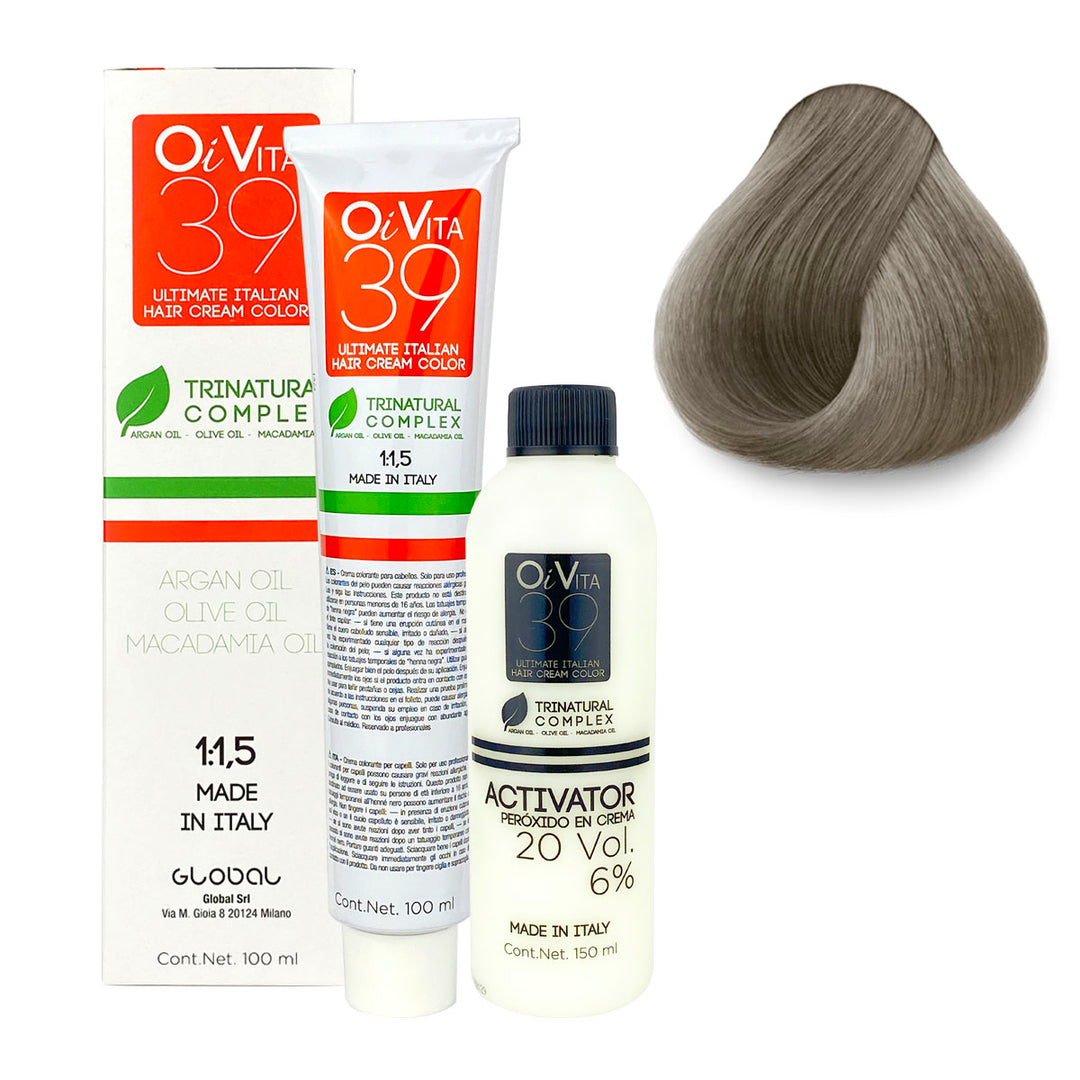 TINTE PROFESIONAL OI VITA  TONO  O8.11 RUBIO CLARO CENIZA INTENSO 100ML + PEROXIDO 150ML GRATIS