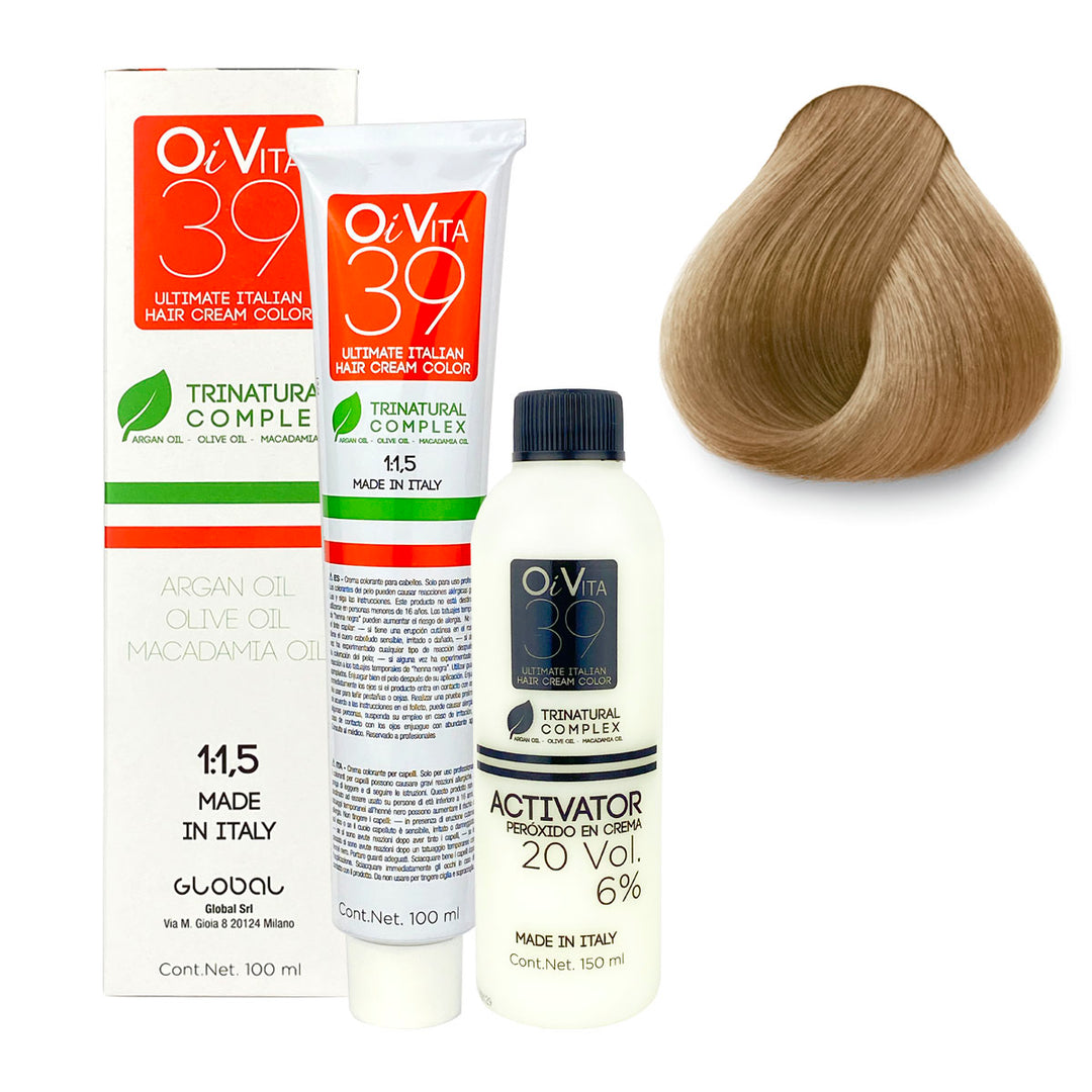 TINTE PROFESIONAL OI VITA  TONO  O9 RUBIO CLARISIMO 100ML + PEROXIDO 150ML GRATIS