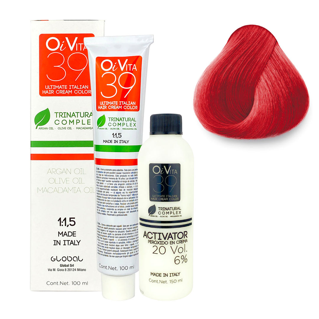 TINTE PROFESIONAL OI VITA  TONO OSHOCKING RED 100 ML  + PEROXIDO 150ML GRATIS