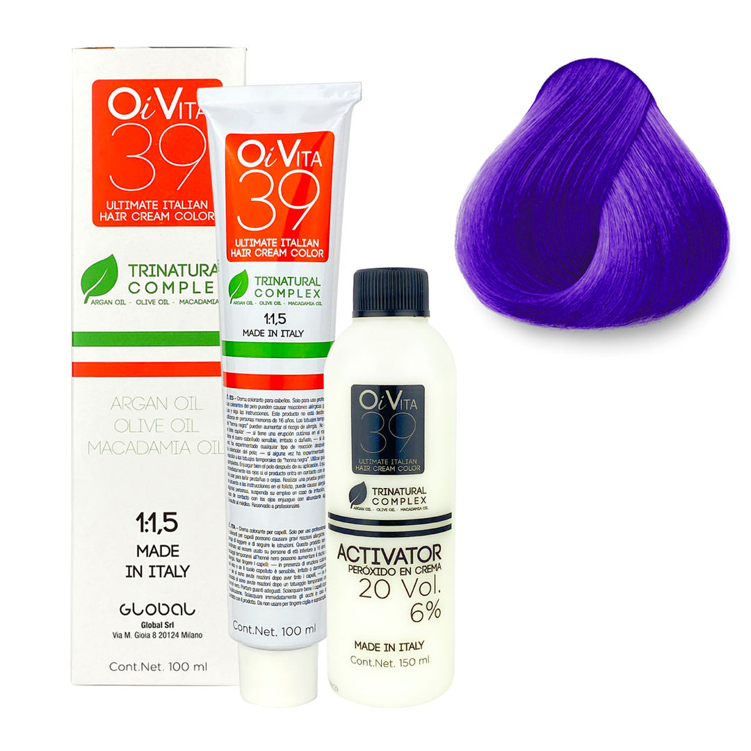TINTE PROFESIONAL OI VITA  TONO  OSHOCKING VIOLET 100ML + PEROXIDO 150ML GRATIS