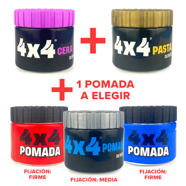 4 X 4 PROFESIONAL 3PACK CERA PASTA Y POMADA